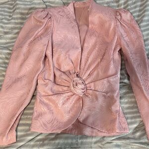 Neiman Marcus Blush Pink Textured Blazer